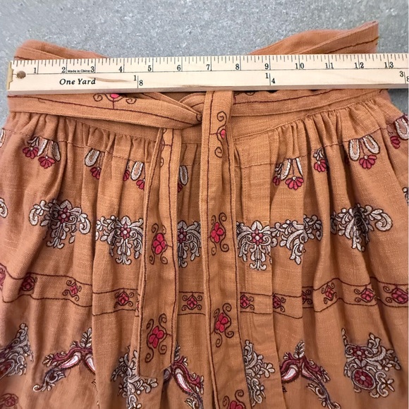 Anthropologie Meghan Embroidered Faux Wrap Mini Skirt Rust Orange Size 4 - Picture 15 of 16